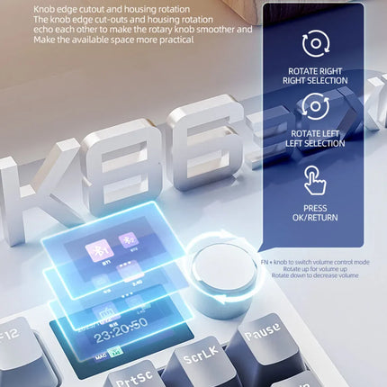 Attack Shark K86 RGB TFT Screen Wireless Mechanical Keyboard,Hot Swap, Metal Knob,Tri-mode Connectivity,macro Gaming Keyboar