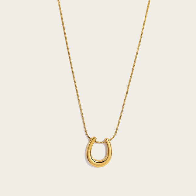 YACHAN New In U-Shaped Stainless Steel Pendant Necklace for Women 18K Gold Plated Waterproof Snake Chains Trendy Jewelry