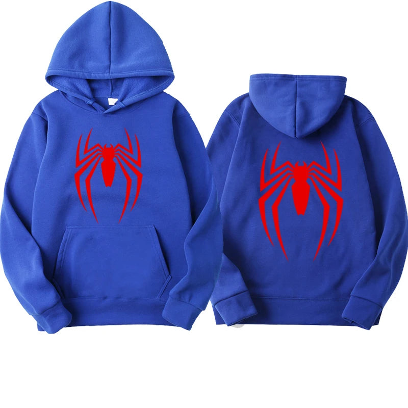 2024 New Men's Hoodie Street Fashion Spider Print Sweatshirt Fleece Ladies Casual Funny Loose Hoodie spiderman Men's clothing