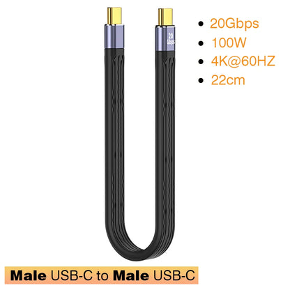 USB3.1 10Gbps Short Cable 13cm PD 100W USB to Type C Cable Converter OTG USB Adapter USB4 20Gbps Cable 22cm for SSD Power Bank