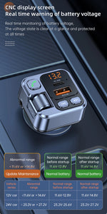 Car Bluetooth Receiver USB U Disk Read PD20w Fast Charging Digital Display Car Mobile Phone Adapter FM Transmiter For Cellphones