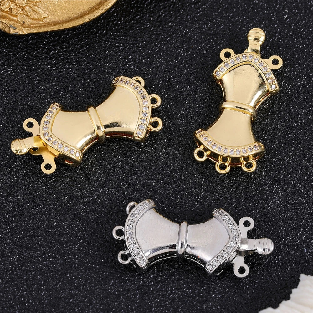 Juya Handmade 18K Gold Silver Plated Fastener Bail Connector Clasps Accessories For Needlework Pearls Beads Jewelry Making