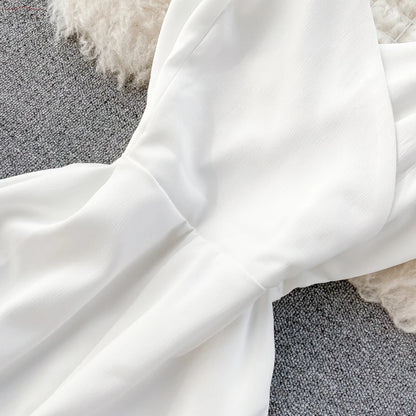 Women Sexy Beach Long Dress Summer V-neck Elegant White Evening Party Dressesladies Backless Bandage Satin Dress Vestidos