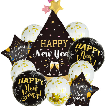 10pcs Happy New Year Champagne Bottle Balloon Set New Year Party Decorations Navidad 2024