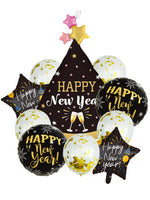 10pcs Happy New Year Champagne Bottle Balloon Set New Year Party Decorations Navidad 2024