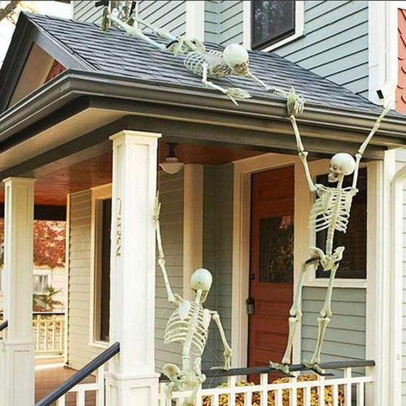40/90cm Halloween Skeletons Fake Full Body Skull Bones Movable Halloween Party Decor for Home Bar Haunted House Horror Props