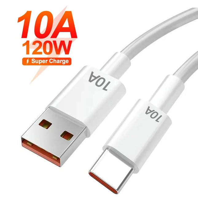 120W 10A Type C Cable Type-C Quick Charging Cable for Samsung Xiaomi Huawei USB C Mobile Phone Data Cord Fast Charge Data Cable