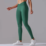 Crossover Waist Women Yoga Leggings Hips Lifting Gym Leggings Seamless Sport Pants High Waist Fitness Leggings Workout Running