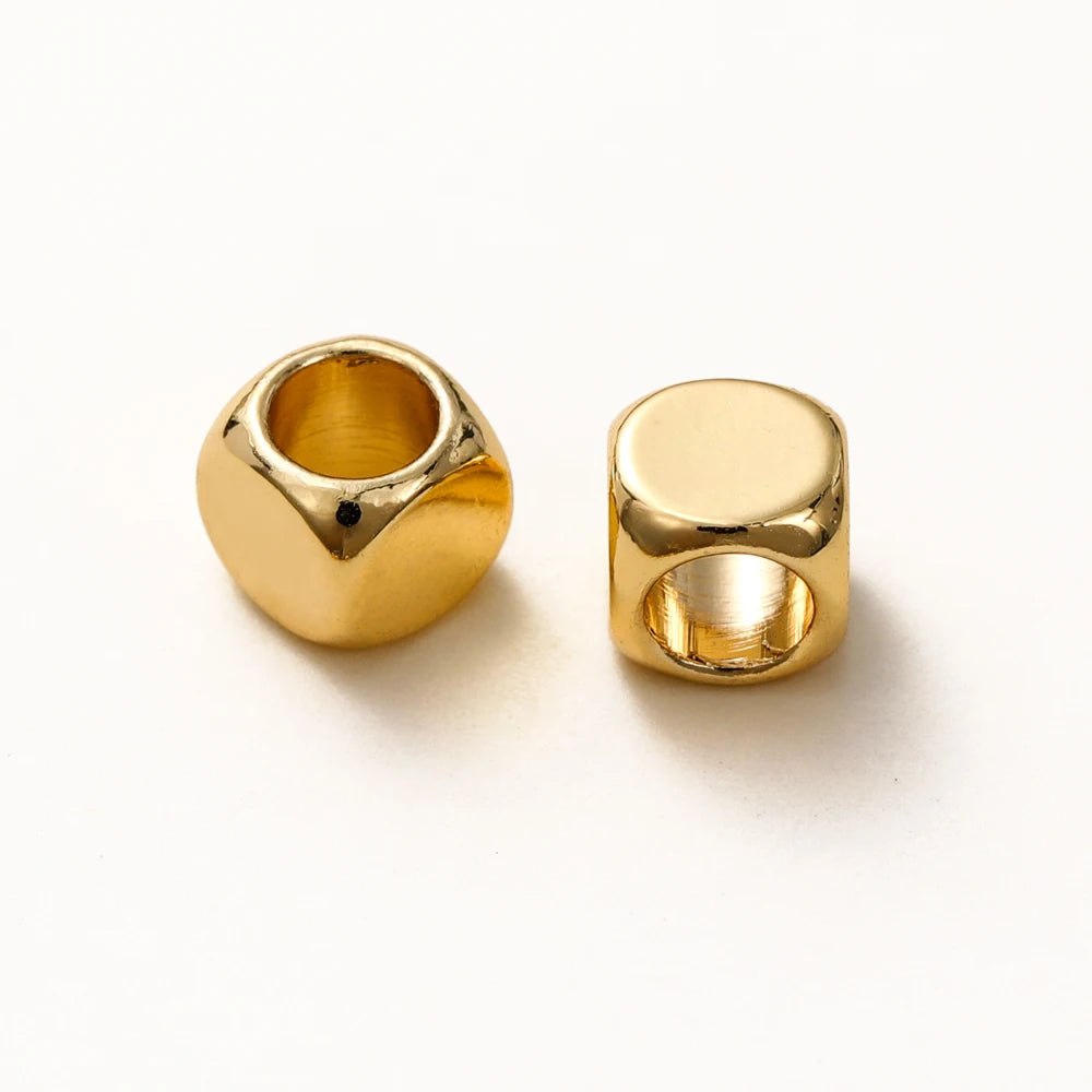 50pcs/lot 2-5mm 14K/18K Real Gold Plated Brass Square Spacer Loose Beads for DIY Jewelry Making Beads Accessories Findings