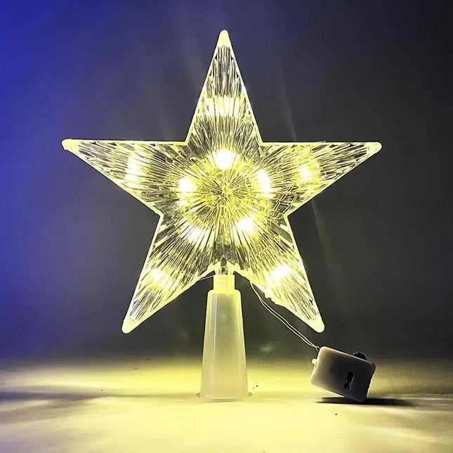 15cm Christmas Decoration Glowing Tree Topper Glitter Shining Star Xmas Tree Ornaments for Home Decor Navidad New Year 2026 Gift