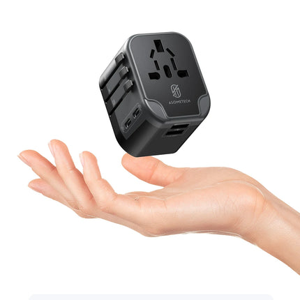 ASOMETECH International Travel Adapter USB Charger 2 USB and 2 Type C Port All-in-one Wall Charger for US EU UK AUS Travel