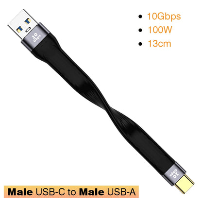 USB3.1 10Gbps Short Cable 13cm PD 100W USB to Type C Cable Converter OTG USB Adapter USB4 20Gbps Cable 22cm for SSD Power Bank
