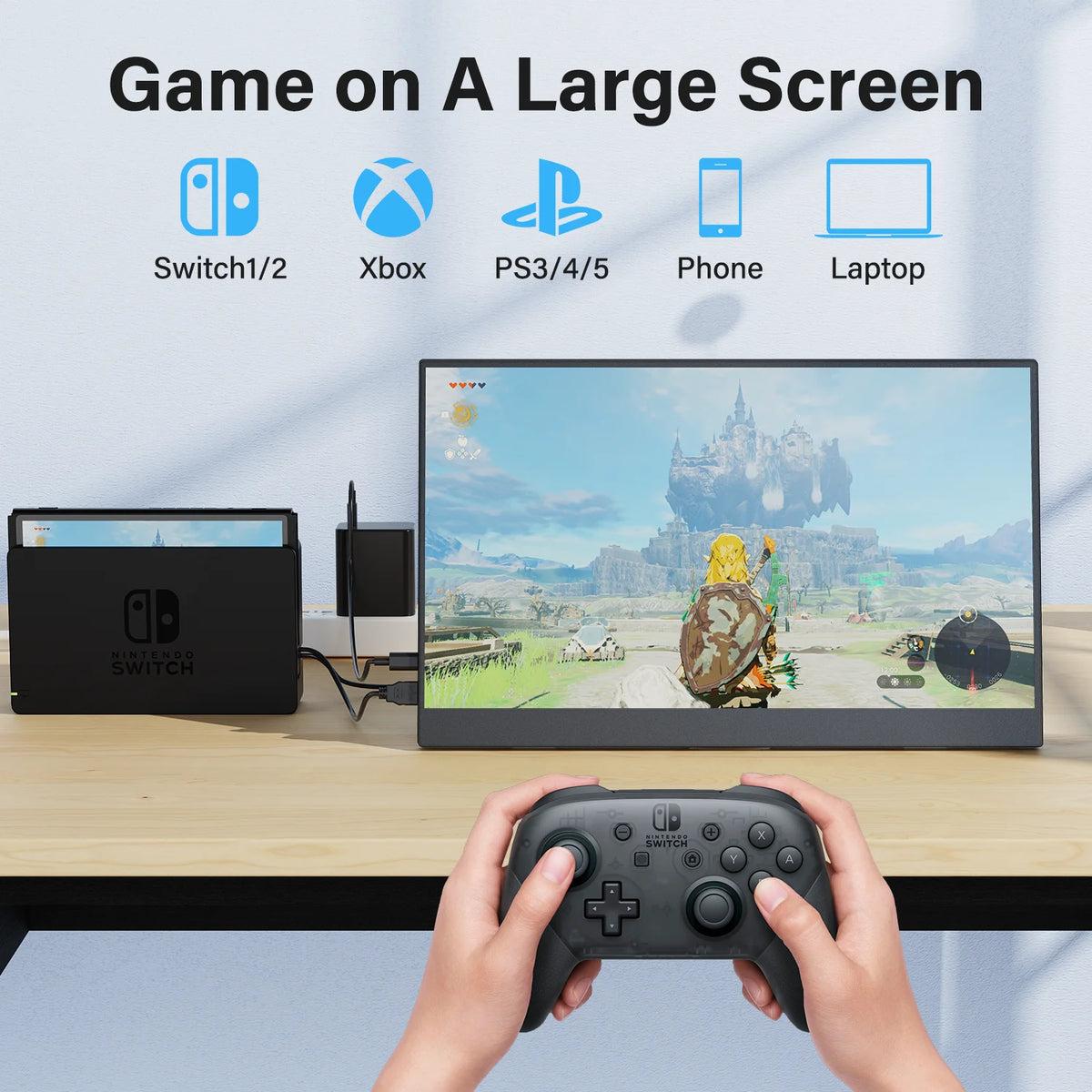 Amoudo 15.6 Inch 1920x1080P  60HZ Portable Monitor Extend Display IPS LCD Panel Penhole Stand VESA USBC Mini HDMI Mobile Display Portable Monitor