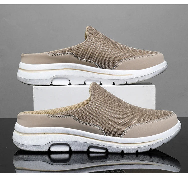 2024 Summer new breathable mesh shoes outdoor non-slip walking shoes comfortable sandals men half slippers casual loafers 35-48