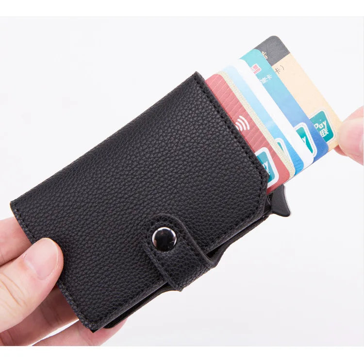 Top Quality Wallets Men Money Bag Automatic Pop-up Metal Aluminum Shell Money Minimalist Credit Card Holder RFID Blocking