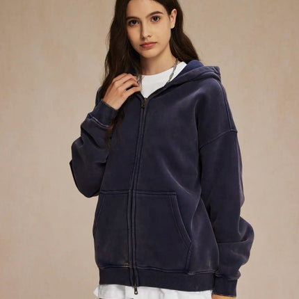 Batik fleece zippered hoodie