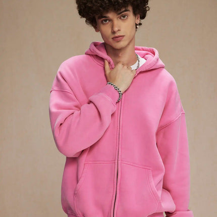 Batik fleece zippered hoodie