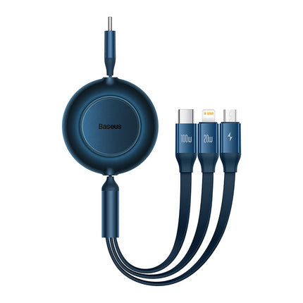 Baseus Retractable 100W 3 in 1 USB C Charge Cable For Macbook Samsung Xiaomi  Type C Cable Charging Cable for iPhone 12 13 14 15
