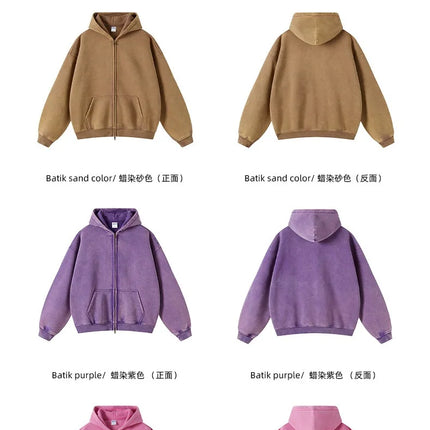 Batik fleece zippered hoodie