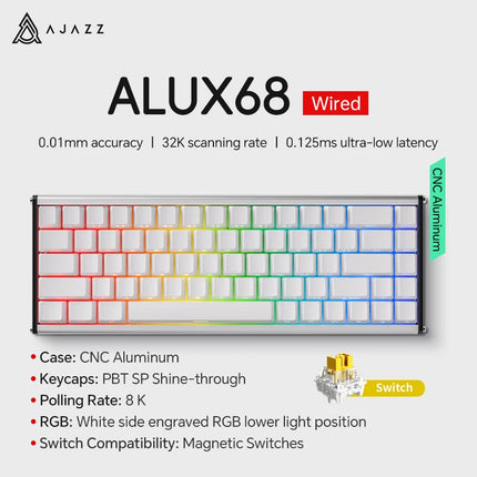AJAZZ AK680 MAX Magnetic Switch Mechanical Keyboard 60% Rapid Trigger 0.01mm 8K/1K Return 68 keys Wired/Wireless Gaming Keybaord