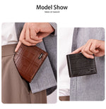 Men's Checkered PU Leather Wallet - Multi Card Slot, Business Style, Solid Color, Ideal Gift for Men