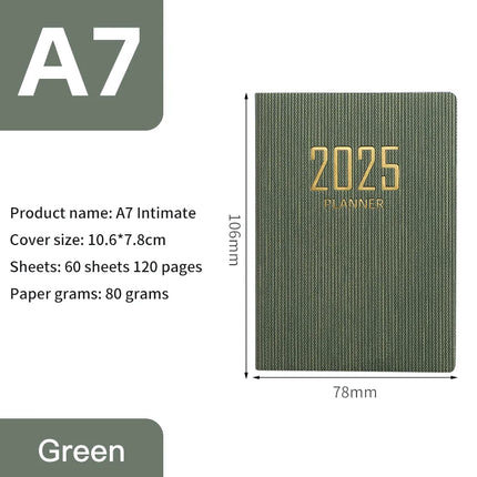 365-Day 2025 Portable A7 Pocket Planner Pu Cover Daily Weekly Schedule Notebook Calendar Journal School Office Supplies Agenda