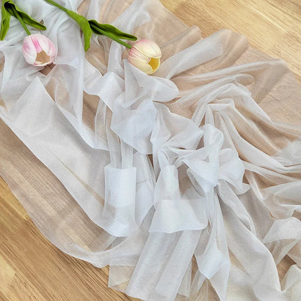 Chiffon Table Runner Sheer Fabric Silk for Boho Sheer Fabric Wedding Arch Overlay Draping Decoration Birthday Party Table Decor