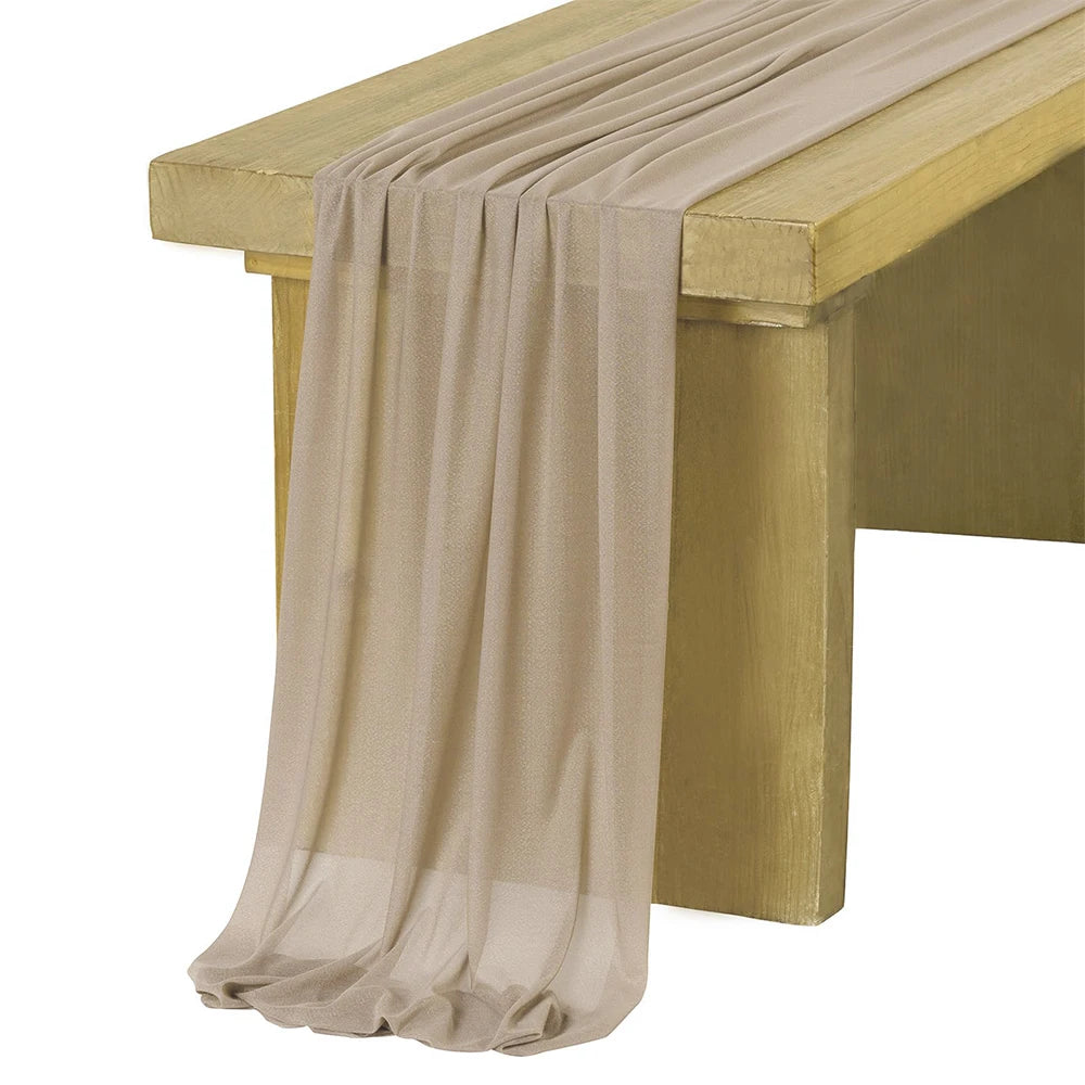 Chiffon Table Runner Sheer Fabric Silk for Boho Sheer Fabric Wedding Arch Overlay Draping Decoration Birthday Party Table Decor