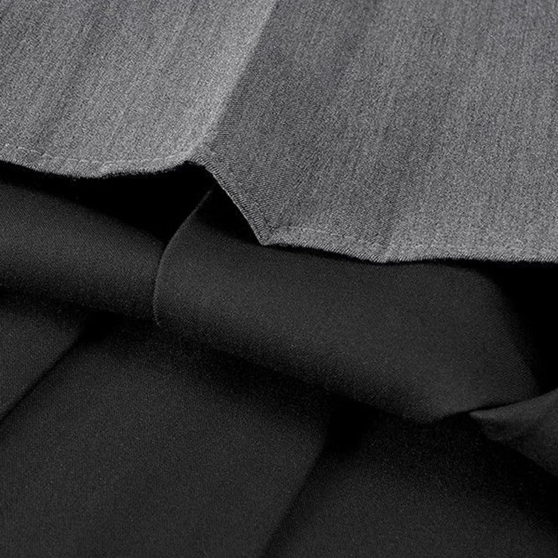Korean Fashion A Line Skirts Women Vintage Grey Casual High Waist Pleated Skirts Streetwear All Match Elegant Black Midi Skirts