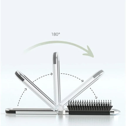 Foldable Hair Brush Portable Massage Comb Head Massager Anti-Static Travel Hair Combs with Mirror Girls Hair Styling Accessories