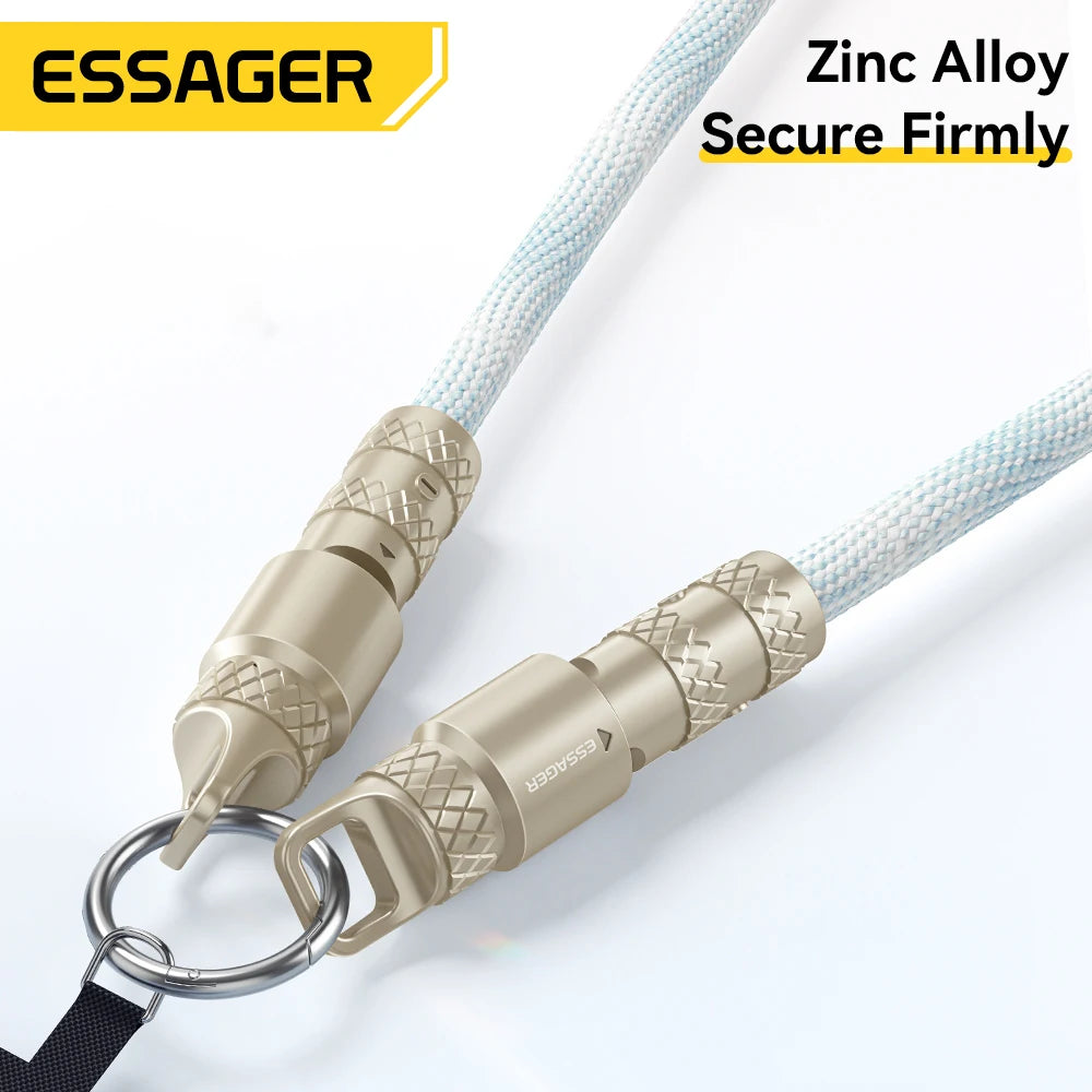 Essager 60W Type C To Type C Fast Charging Cable  For iPhone 16 Xiaomi Huawei  Lanyard  Halter Neck Wrist Multifunctional Cable