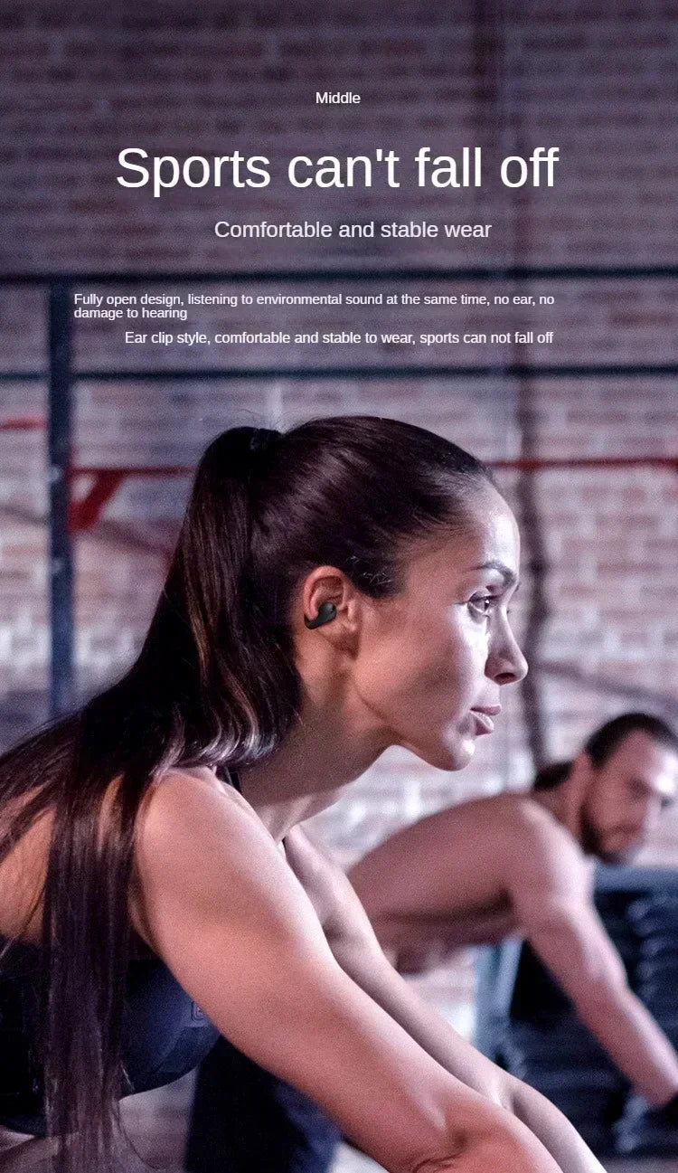 NEW Bluetooth 5.3 Wireless Bone Conduction Headphones T75 Clip Ear Music Noise Canceling Headset HD Call Sports Gaming Earphone