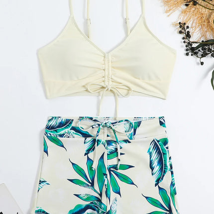 Drawstring Front Shorts Bikinis 2025 High Waist Swimsuit Women Swimwear Female Bathers Bathing Swimming Swim Suit Beachwear