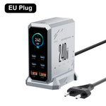 240W GaN Charger 6-IN-1 140W PD3.1 PPS USB Type C Digital Display Fast Charging Station for iPhone 16 15 MacBook Laptops Samsung