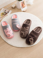 Women's Kawaii Cat Decor Slippers, Comfortable Plush Lined Slip On Shoes, Women's Warm Winter Shoes