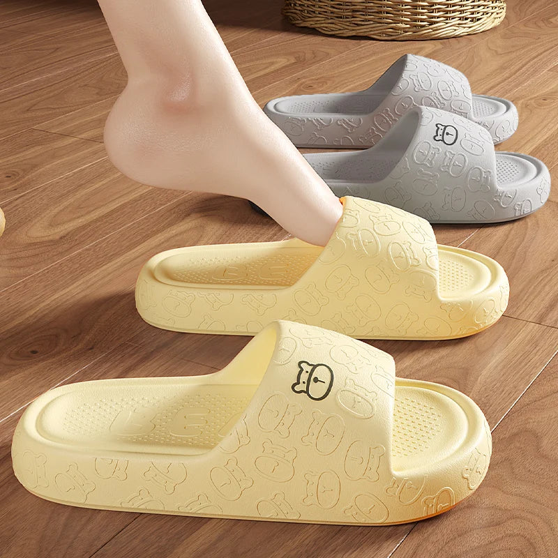 Summer Women Slippers Bathroom Platform Non-Slip Home Bear Cartoon Flip Flops Beach Women Slipper Sandals Slides Indoor Outdoor