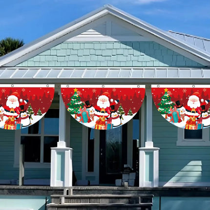 Christmas Fan-shaped Flag Banner Christmas Decoration for Home 2024 Christmas Ornament Xmas Navidad Noel Gift New Year 2025