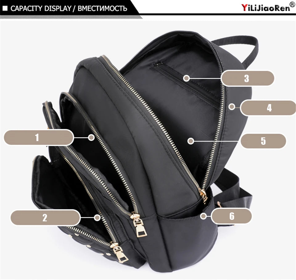 Fashion Bagpack Women High Quality Nylon Backpacks Female Big Travel Back Pack Large School Bags for Teenage Girls Shoulder Bag