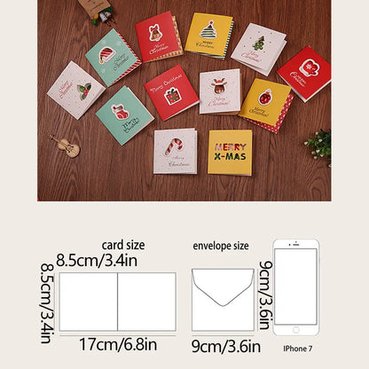 12/16/24 PCS Random Christmas Greeting Card Kids Mini Blessing Greeting Cards Envelope New Year Postcard Gift Card Xmas Party