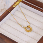 YACHAN New In U-Shaped Stainless Steel Pendant Necklace for Women 18K Gold Plated Waterproof Snake Chains Trendy Jewelry
