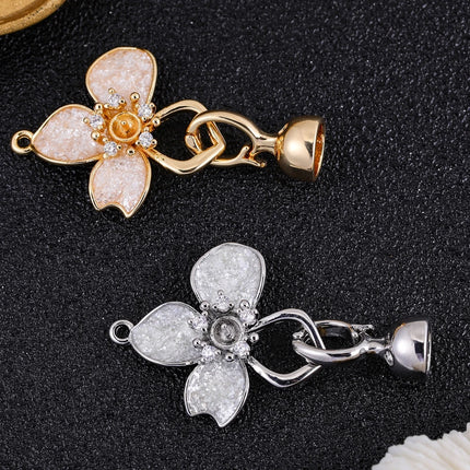 Juya Handmade 18K Gold Silver Plated Fastener Bail Connector Clasps Accessories For Needlework Pearls Beads Jewelry Making