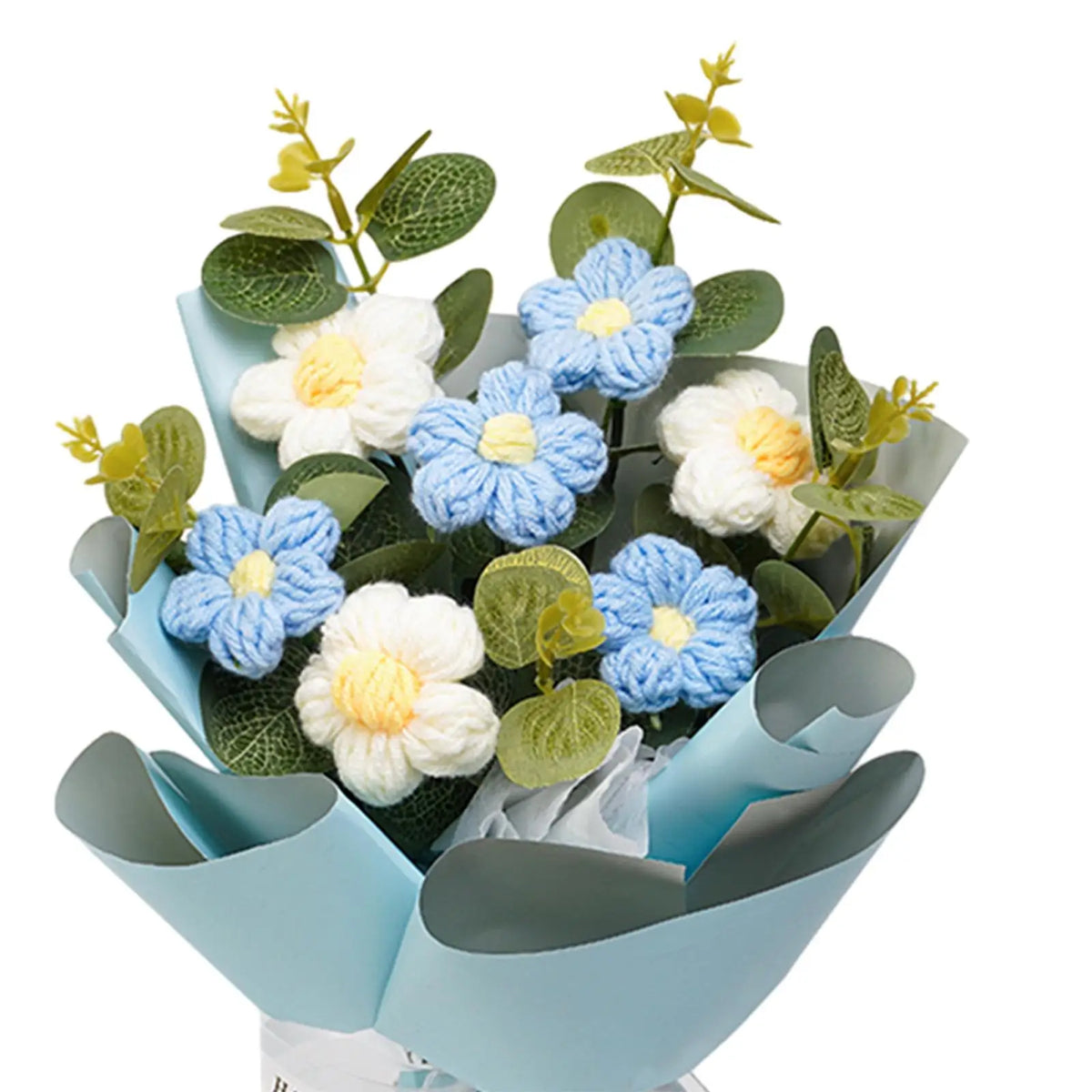 Crochet Flower Bouquet Mother's Day Decoration Spring Knitted Flowers for Girl Friend Valentine's Day Party Desktop Festival