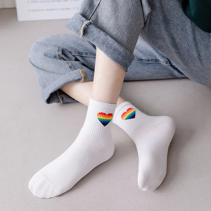 New Socks Women's Korean Version In The Tube Wild Cute Japanese Student Women's Socks Autumn And Winter Rainbow Socks