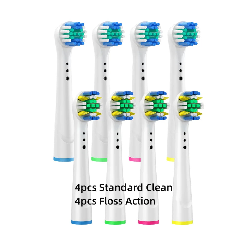 4/8PCS Replacement Brush Heads for Oral B Electric Toothbrushes Floss Cross Action 3D Pro White Precision Standard Daily Clean