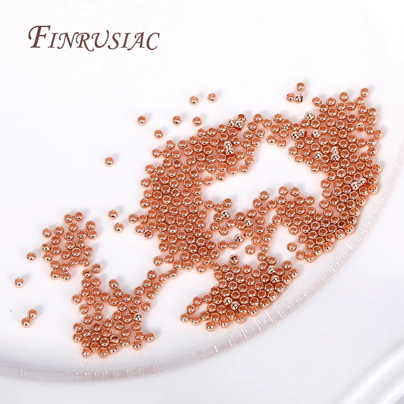 18K Gold Plated Separators For Bead,Spacers Beads For Jewelry Making,Brass Metal Round Beads,DIY Bracelets/Necklace Accessories