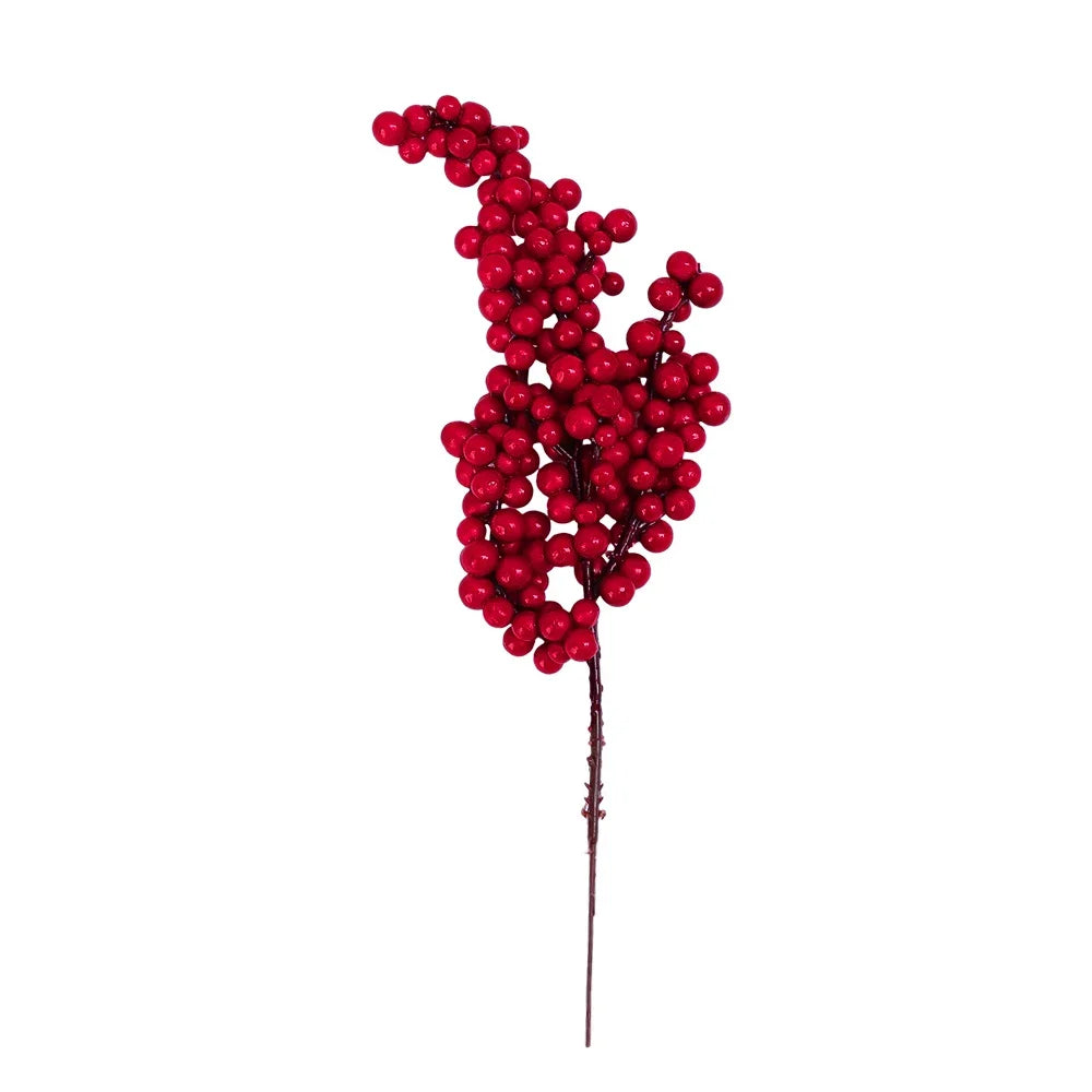 50/1branch Christmas Artificial Berries Stem Red Holly Berry Fake Flowers Plant for Xmas Tree New Year Party Home Decor Ornament