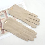 Women Autumn Winter Keep Warm Touch Screen Thin  Solid Simple Gloves Cycling Drive Suede Fabric Elegant Windproof