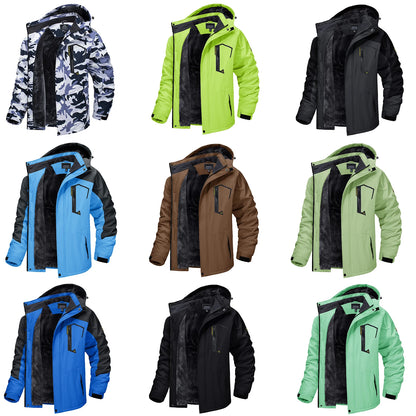 TACVASEN Fleece Lining Mountain Jackets Mens Hiking Jackets Outdoor Removable Hooded Coats Ski Snowboard Parka Winter Outwear