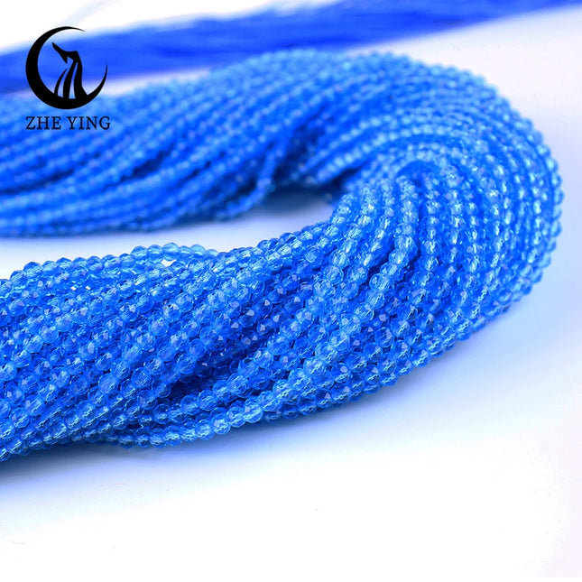 Zhe Ying 10strands/lot Tea Color Glass Beads Hydro Round Micro Faceted Crystal Loose Beads for Bracelet Necklace Accessories