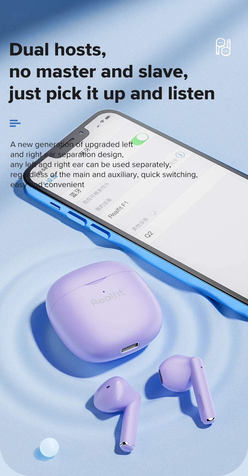 Realfit F1 Bluetooth Earphone Excellent HIFI Quality TWS Wireless Earbuds Wholesale for realme xiaomi